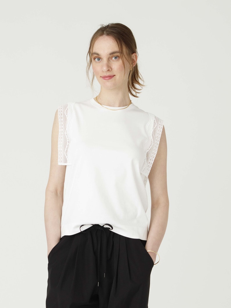 インコンバージョンレース スリーブレス トップ 詳細画像 white