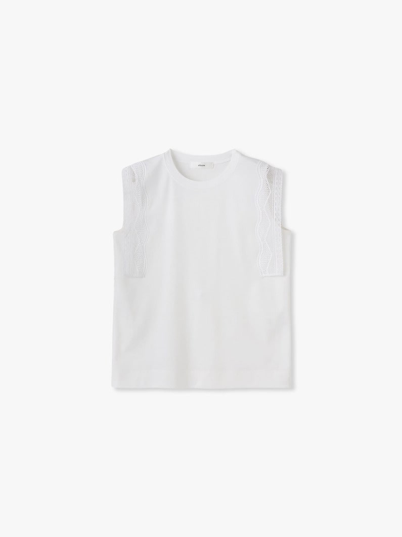 インコンバージョンレース スリーブレス トップ 詳細画像 white 3