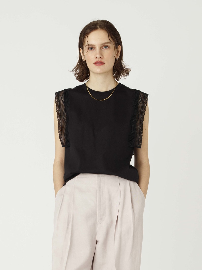 インコンバージョンレース スリーブレス トップ 詳細画像 black 1