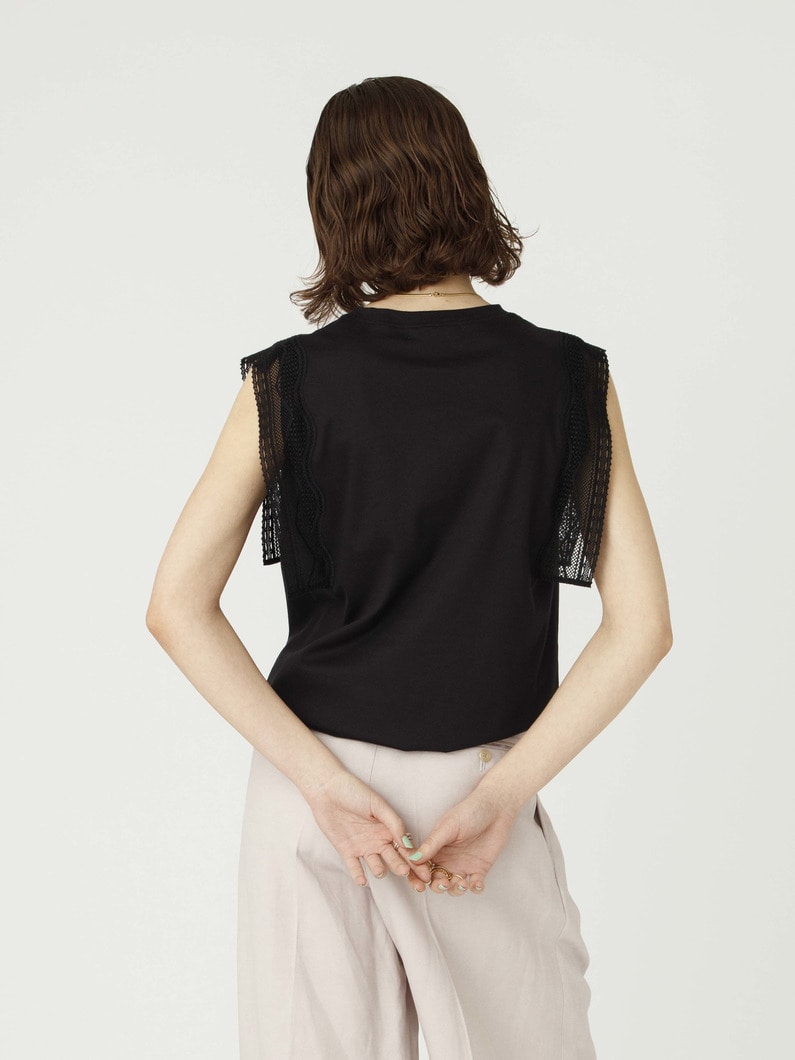 インコンバージョンレース スリーブレス トップ 詳細画像 black 2