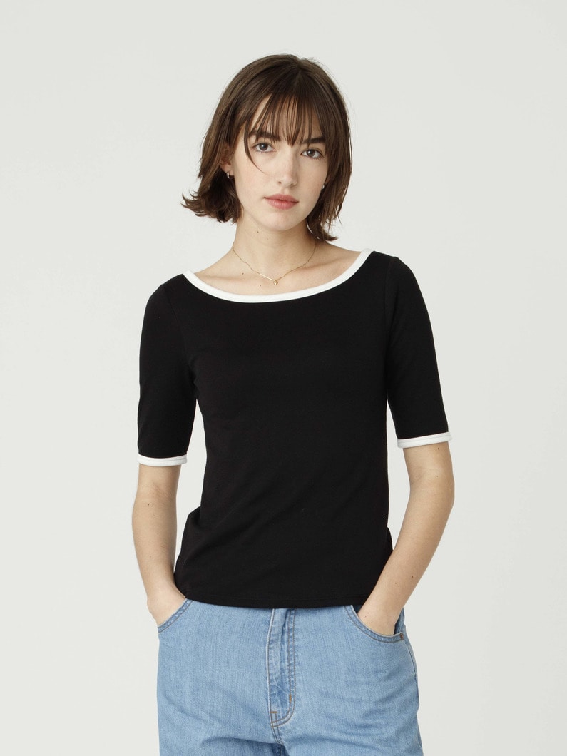 カップイン ハーフミラノ バックオープン ティー 詳細画像 black
