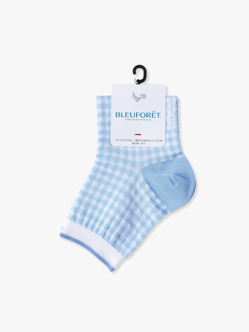 ギンガムチェック アンクルソックス 詳細画像 blue 1