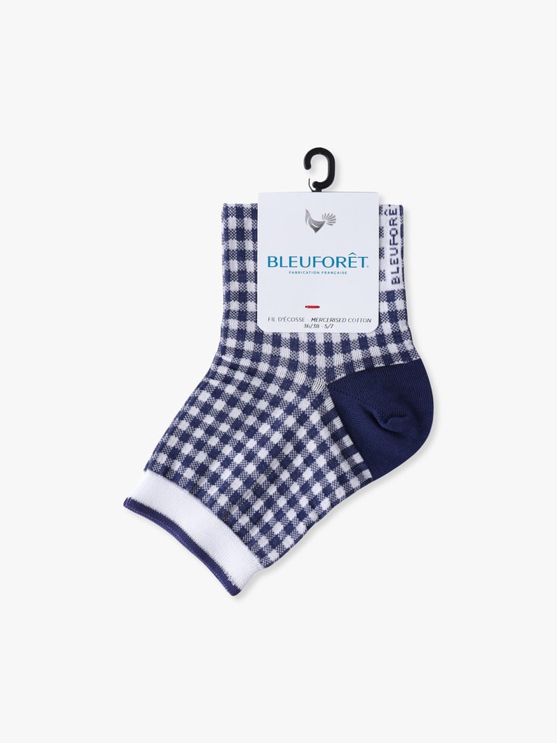 ギンガムチェック アンクルソックス 詳細画像 navy