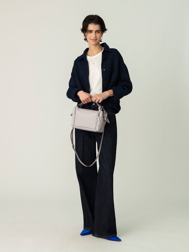 レザー バウレット バッグ ミニ（アイボリー/ネイビー） 詳細画像 ivory 2