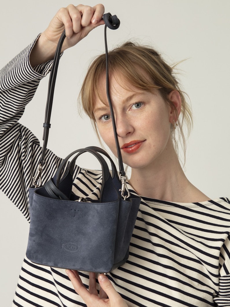 スエード バッグ マイクロ（ネイビー/ブラウン） 詳細画像 navy 2