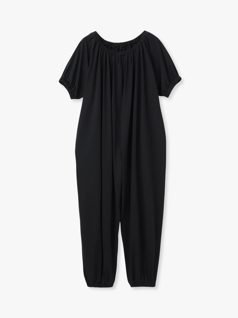 オーガニックコットン ギャザー オールインワン 詳細画像 black 5