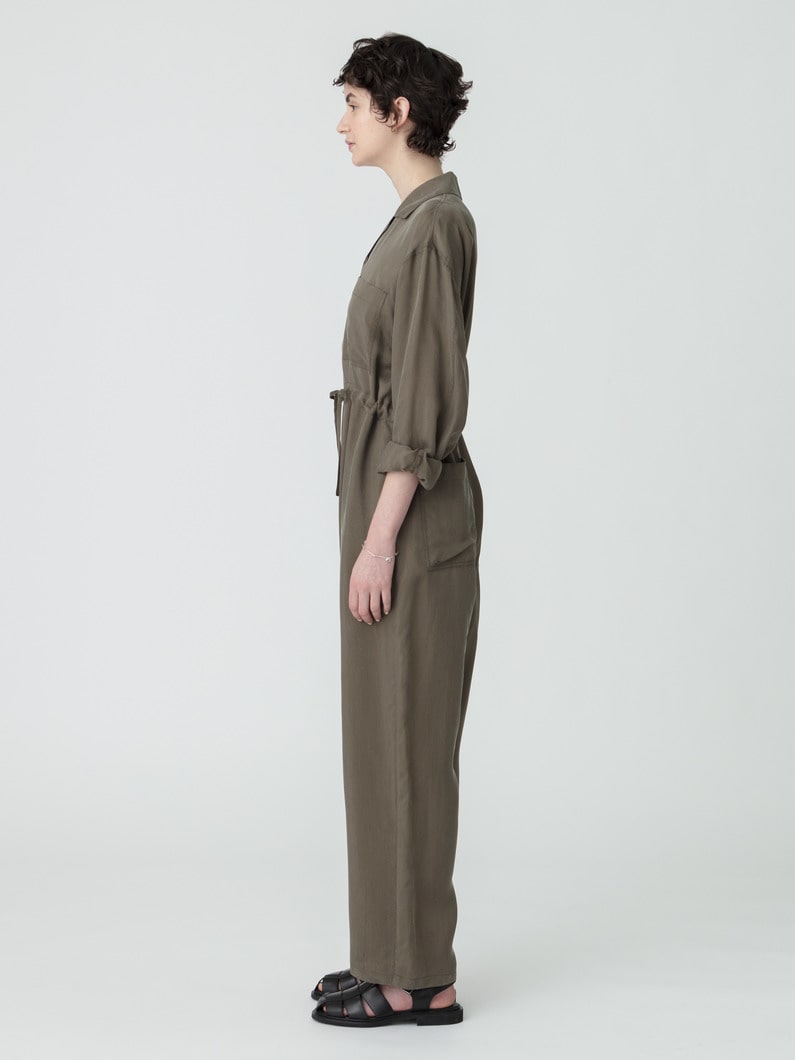 オープンカラー ジャンプスーツ（ブラック/カーキ） 詳細画像 khaki 2