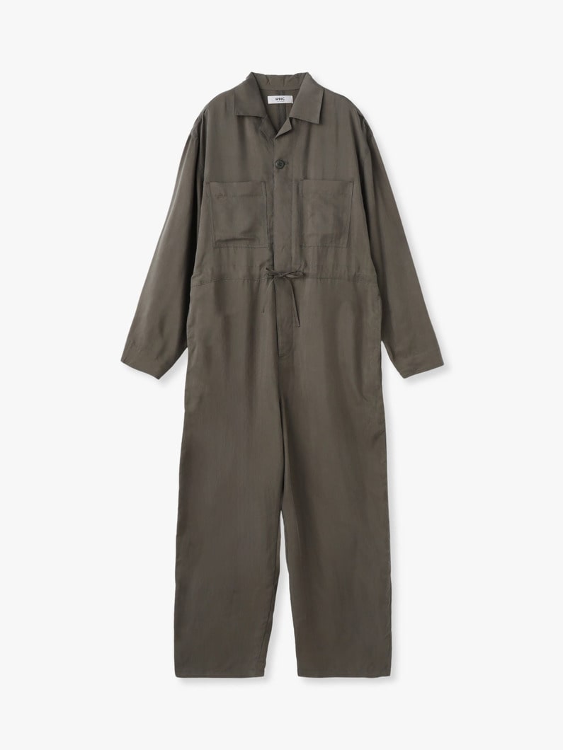 オープンカラー ジャンプスーツ（ブラック/カーキ） 詳細画像 khaki 4