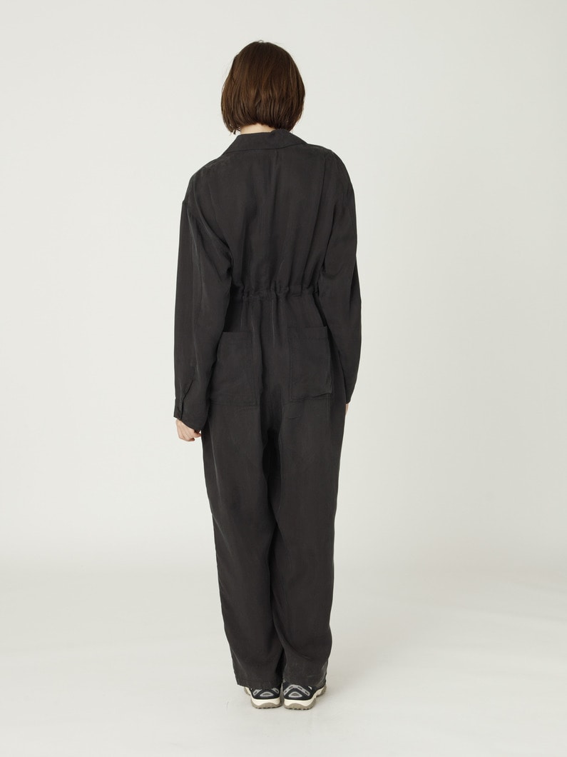オープンカラー ジャンプスーツ（ブラック/カーキ） 詳細画像 black 3