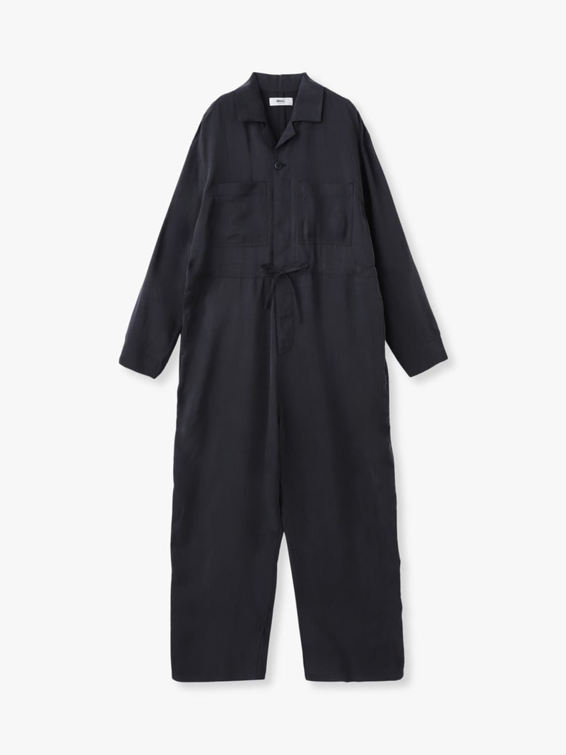 オープンカラー ジャンプスーツ（ブラック/カーキ） 詳細画像 black 4