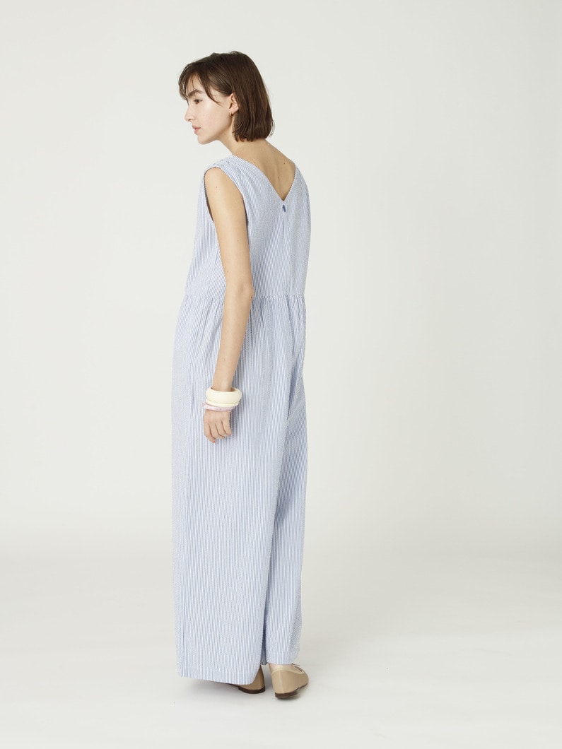 シアサッカー オールインワン（ホワイト/ブルー） 詳細画像 blue 2