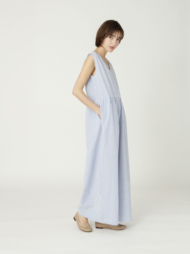 シアサッカー オールインワン（ホワイト/ブルー） 詳細画像 blue 3