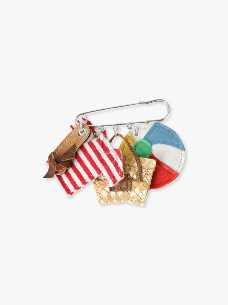 ストライプティー＆ビーチボール ブローチ 詳細画像 multi 1