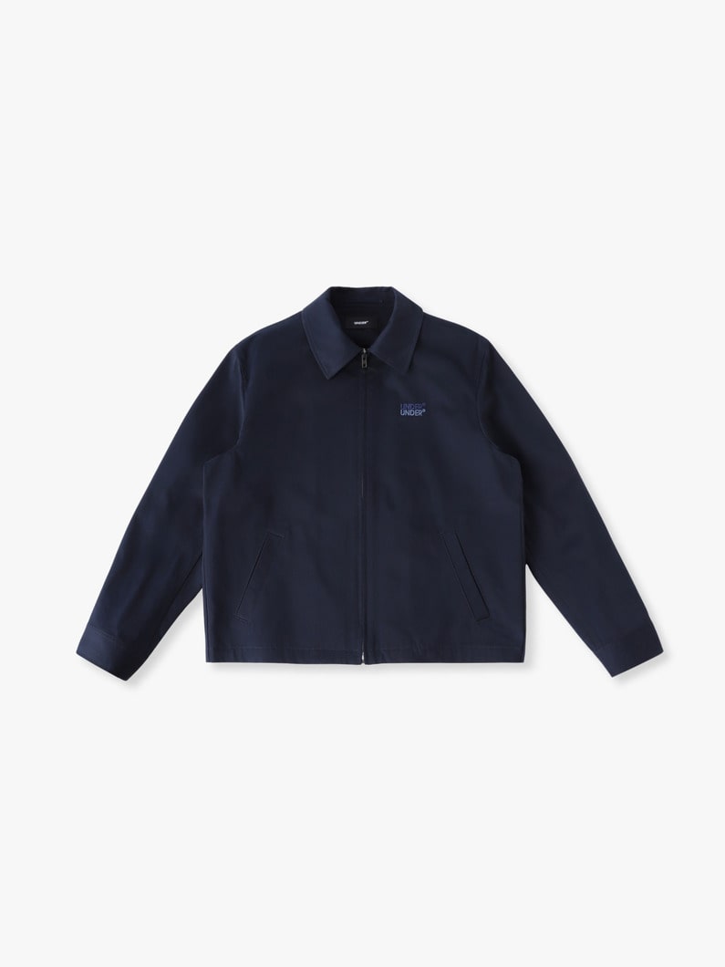 ブラッシュドコットンツイル エンブロイダリー ロゴ ジャケット 詳細画像 navy