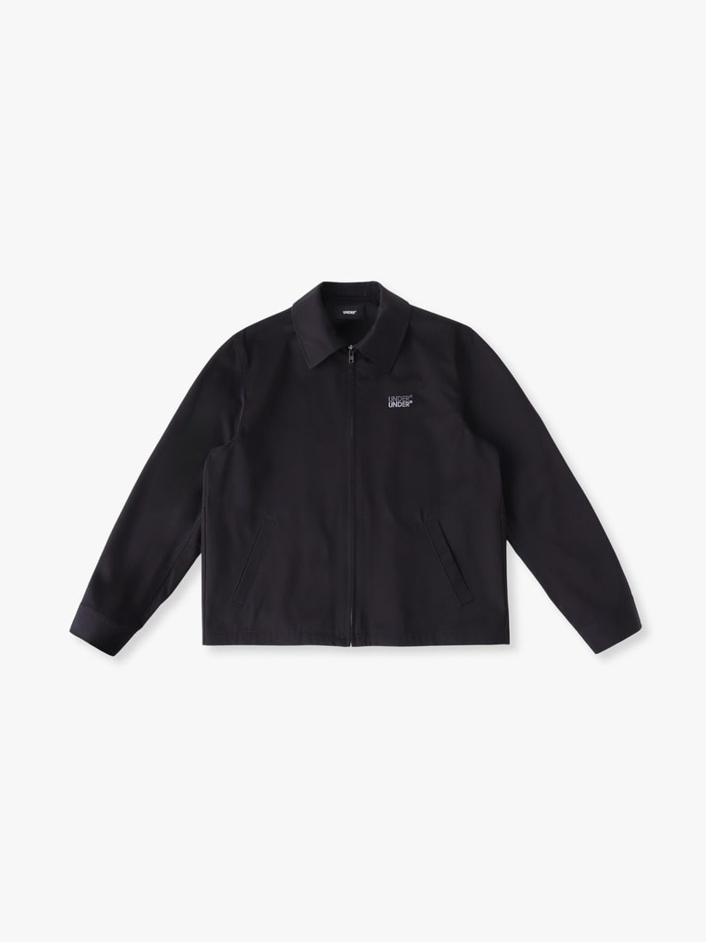 ブラッシュドコットンツイル エンブロイダリー ロゴ ジャケット 詳細画像 black