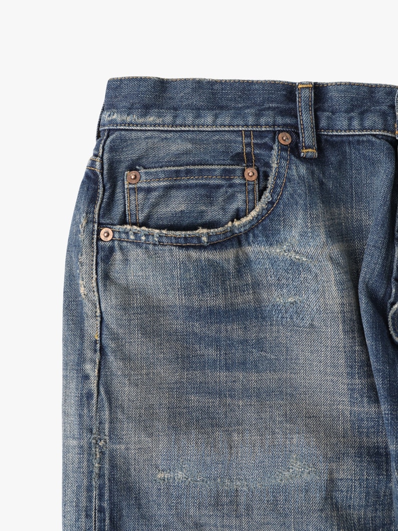 13オンス ダメージ ストレートフィット デニムパンツ 詳細画像 blue 3
