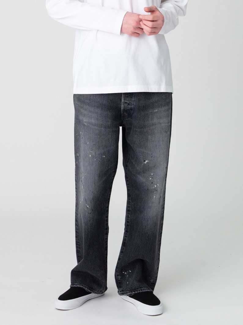 ドリップ ワイドフィット ブラックデニムパンツ 詳細画像 black 1