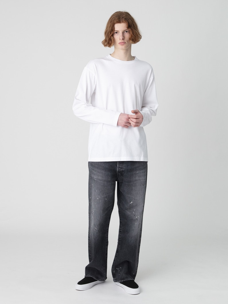 ドリップ ワイドフィット ブラックデニムパンツ 詳細画像 black 2