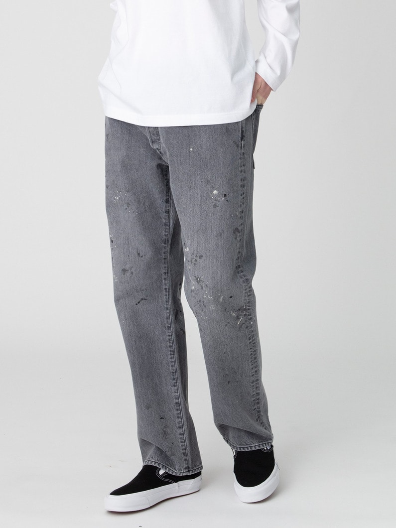 ドリップ ストレートフィット ブラック デニムパンツ 詳細画像 black 1