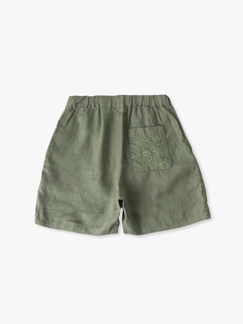 エンブロイダリー リネン イージーショーツ 詳細画像 olive 1