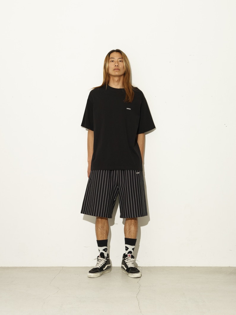 ピンストライプ スウェット ショーツ 詳細画像 black