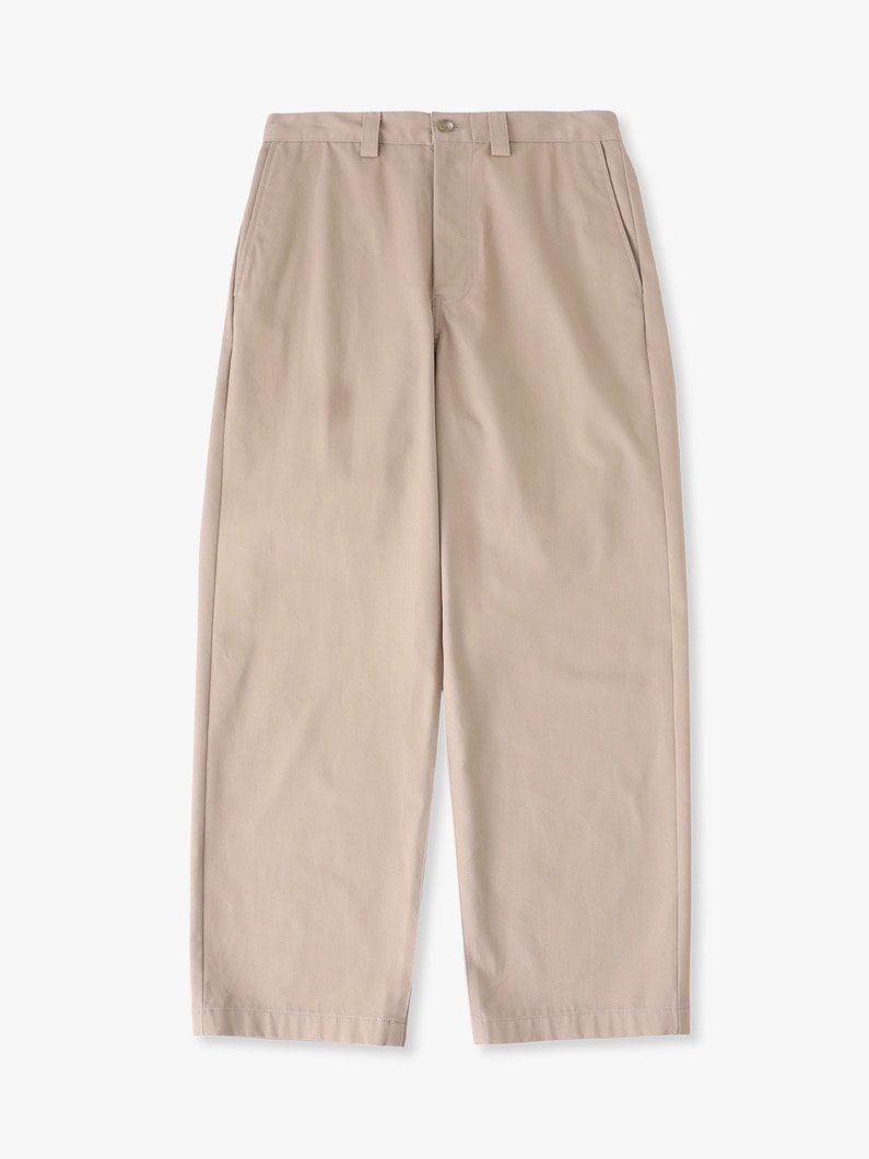 ブラッシュドコットンツイル エンブロイダリー ロゴ パンツ 詳細画像 beige