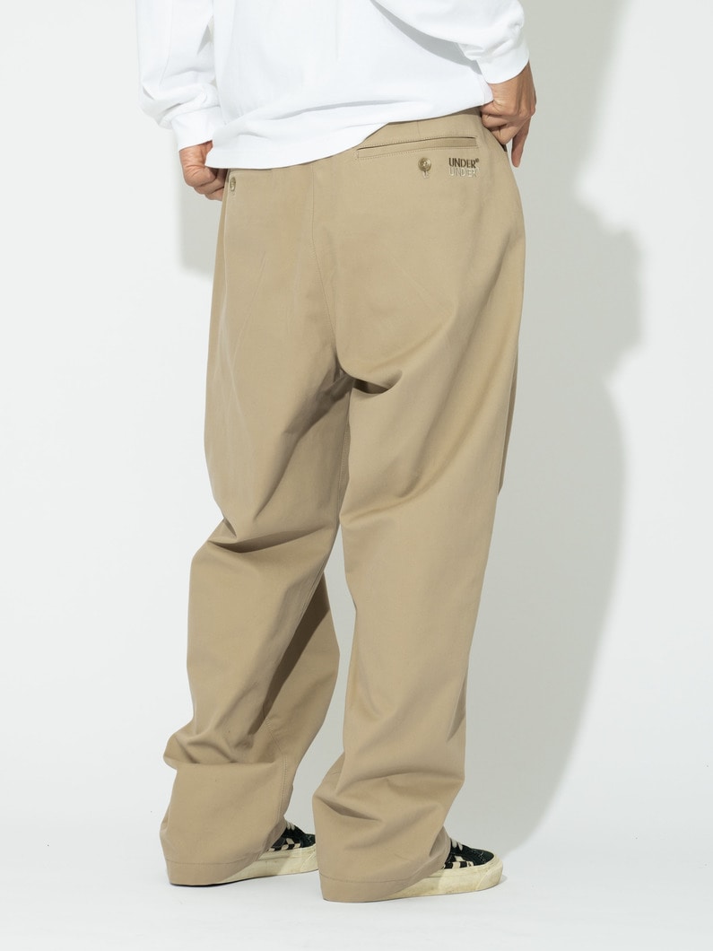 ブラッシュドコットンツイル エンブロイダリー ロゴ パンツ 詳細画像 beige 2