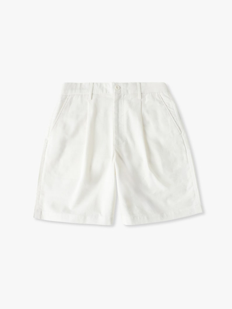 コットンリネン ワンタック ショーツ 詳細画像 white 1