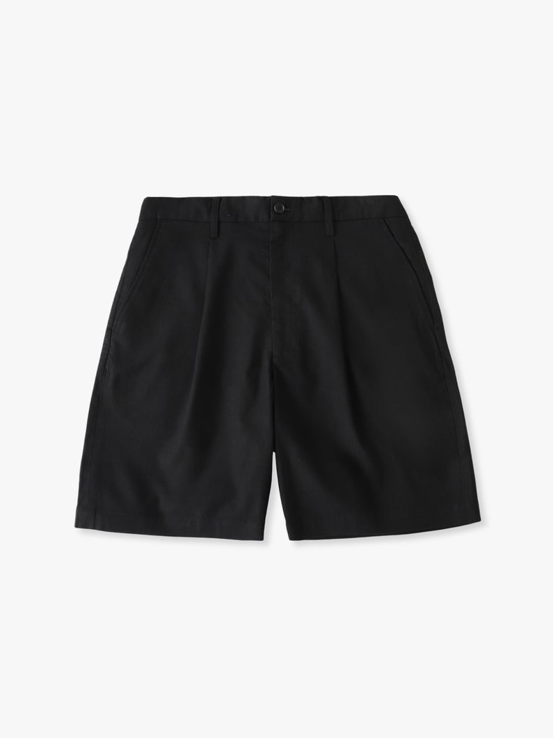 コットンリネン ワンタック ショーツ 詳細画像 black