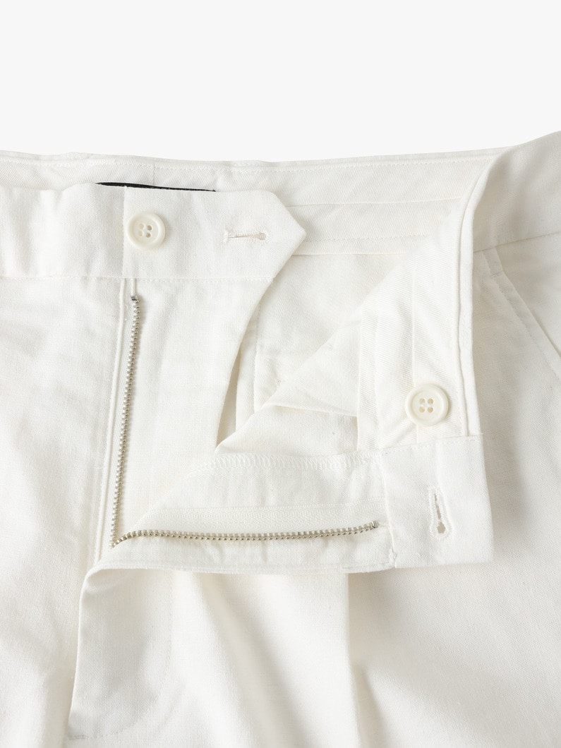 コットンリネン ワンタック パンツ 詳細画像 white 2