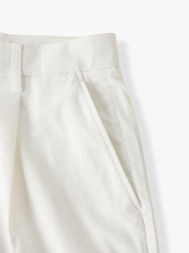 コットンリネン ワンタック パンツ 詳細画像 white 3