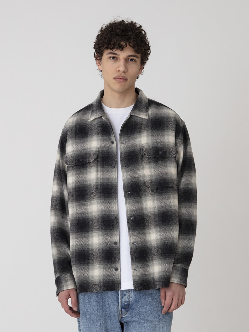 ヘリンボーン オンブレチェック シャツ 詳細画像 black