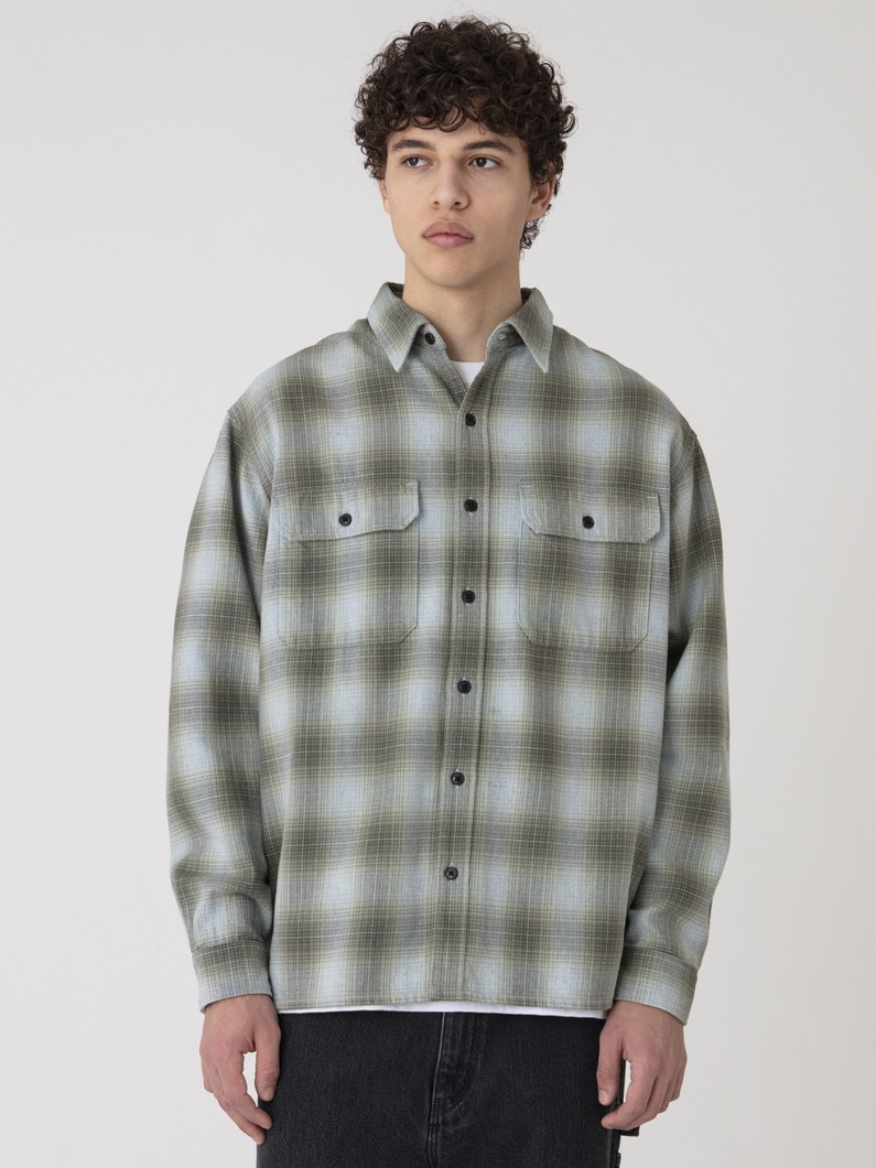 インディゴ オンブレチェック シャツ 詳細画像 green 1