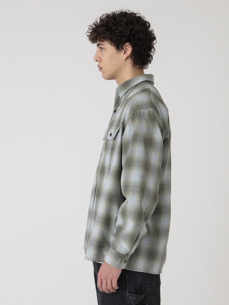 インディゴ オンブレチェック シャツ 詳細画像 green 2