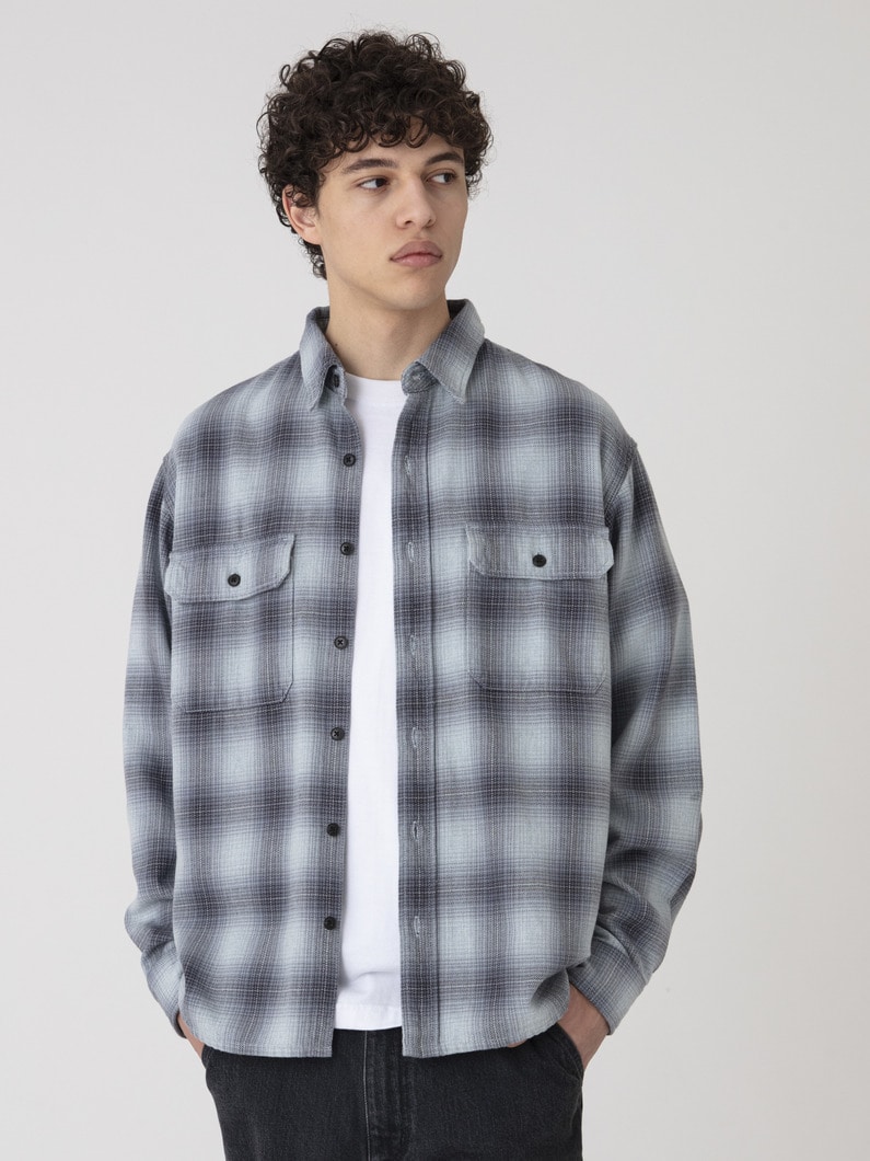 インディゴ オンブレチェック シャツ 詳細画像 blue