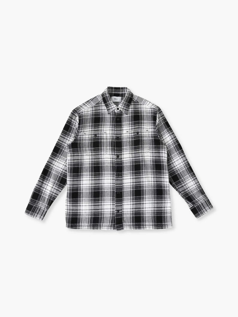 コットンリネン チェック シャツ 詳細画像 white/black 4