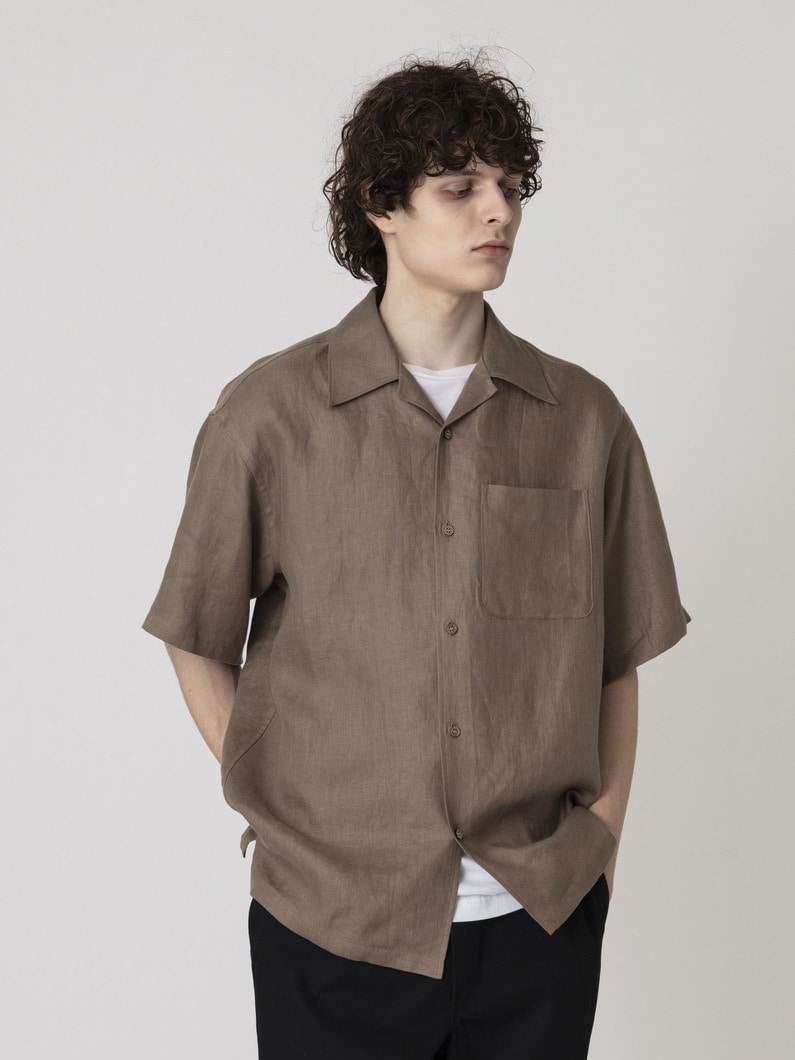 ジャパンリネン オープンカラー ショートスリーブシャツ 詳細画像 beige 2