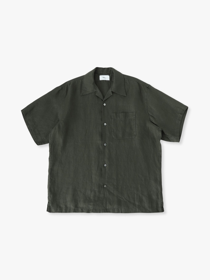 ジャパンリネン オープンカラー ショートスリーブシャツ 詳細画像 olive