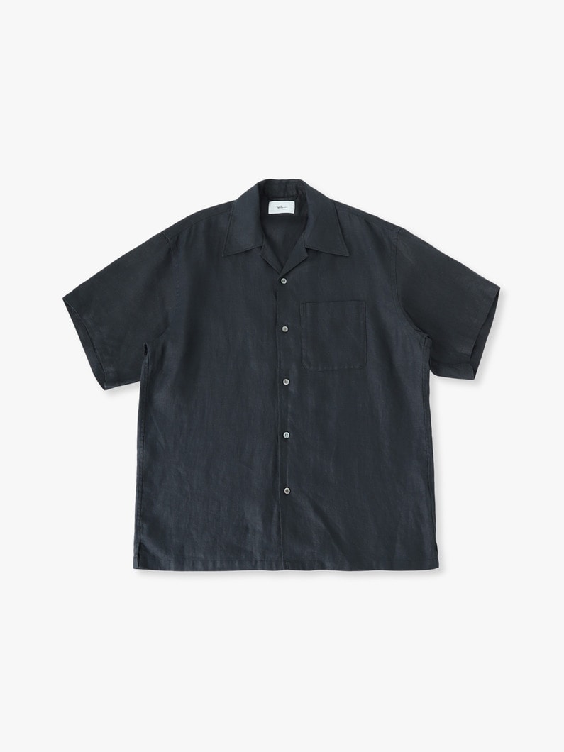 ジャパンリネン オープンカラー ショートスリーブシャツ 詳細画像 navy