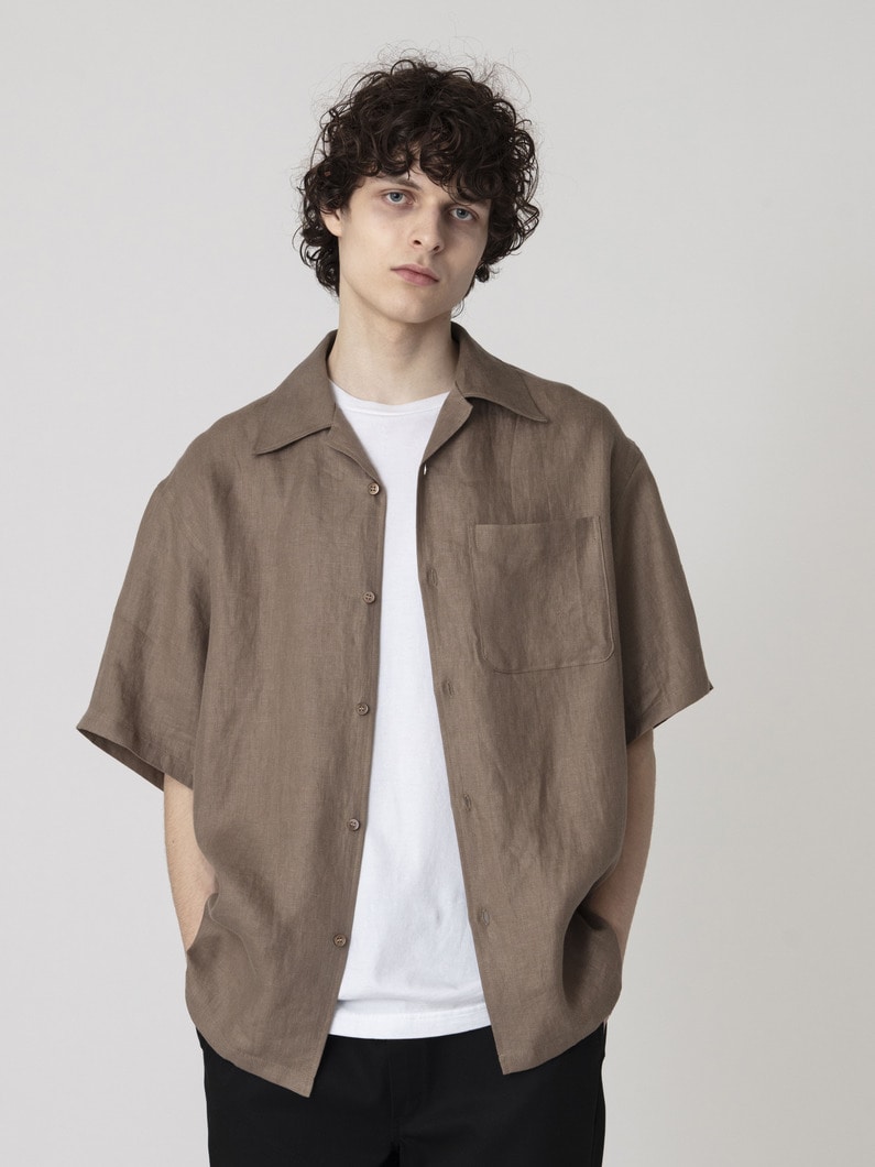 レーヨンリネン ボクシーフィット ショートスリーブシャツ 詳細画像 brown