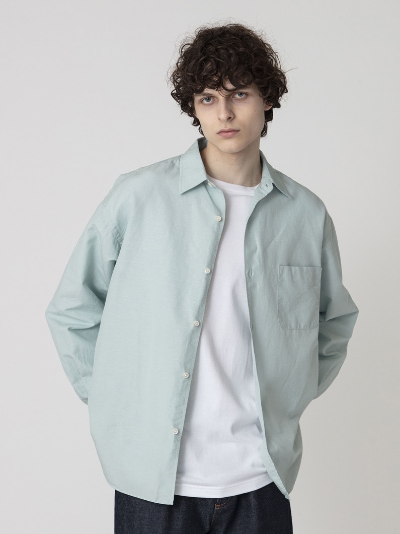 アルビニ リネン ブロードシャツ 詳細画像 green