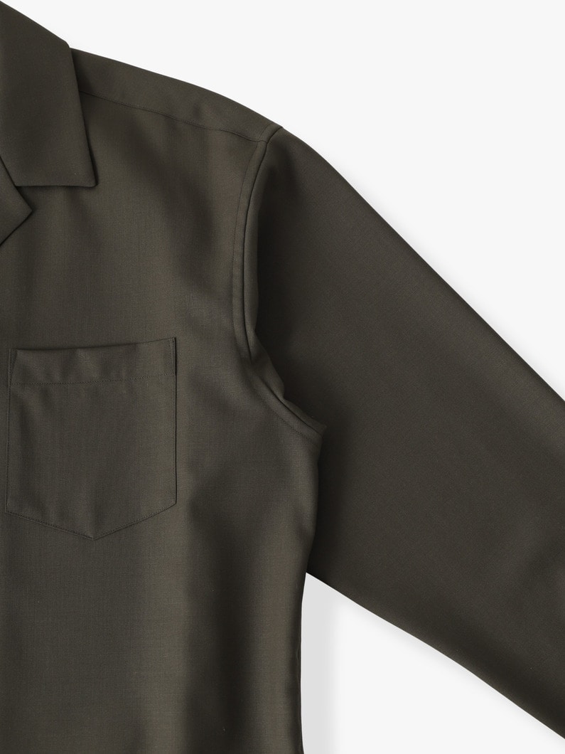 テックウール オープンカラー シャツ 詳細画像 beige 2