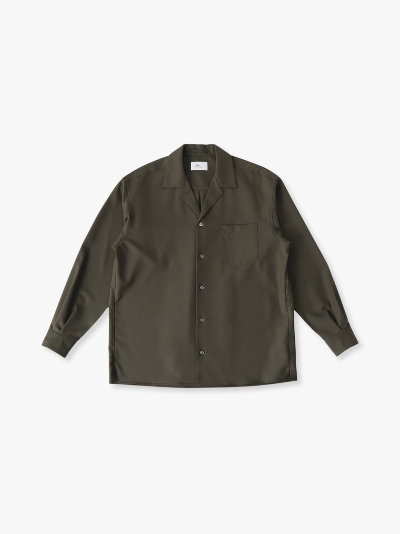 テックウール オープンカラー シャツ 詳細画像 olive