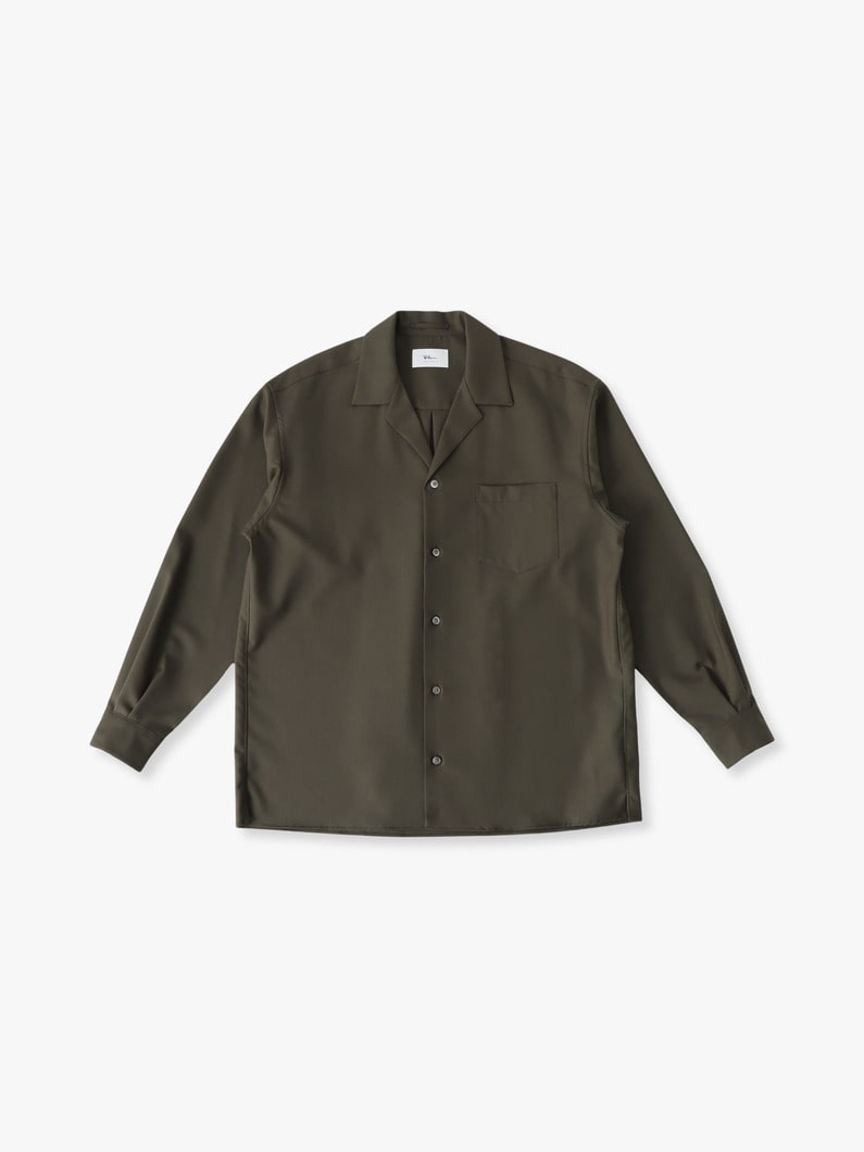 テックウール オープンカラー シャツ 詳細画像 olive 4