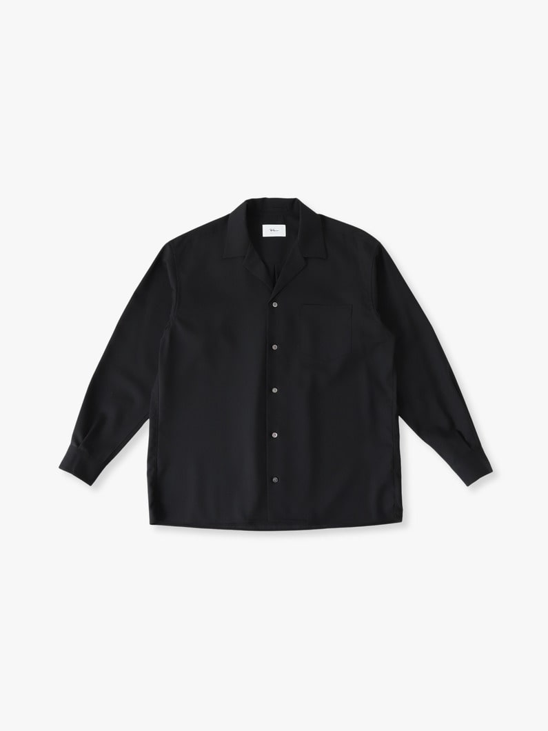 テックウール オープンカラー シャツ 詳細画像 black