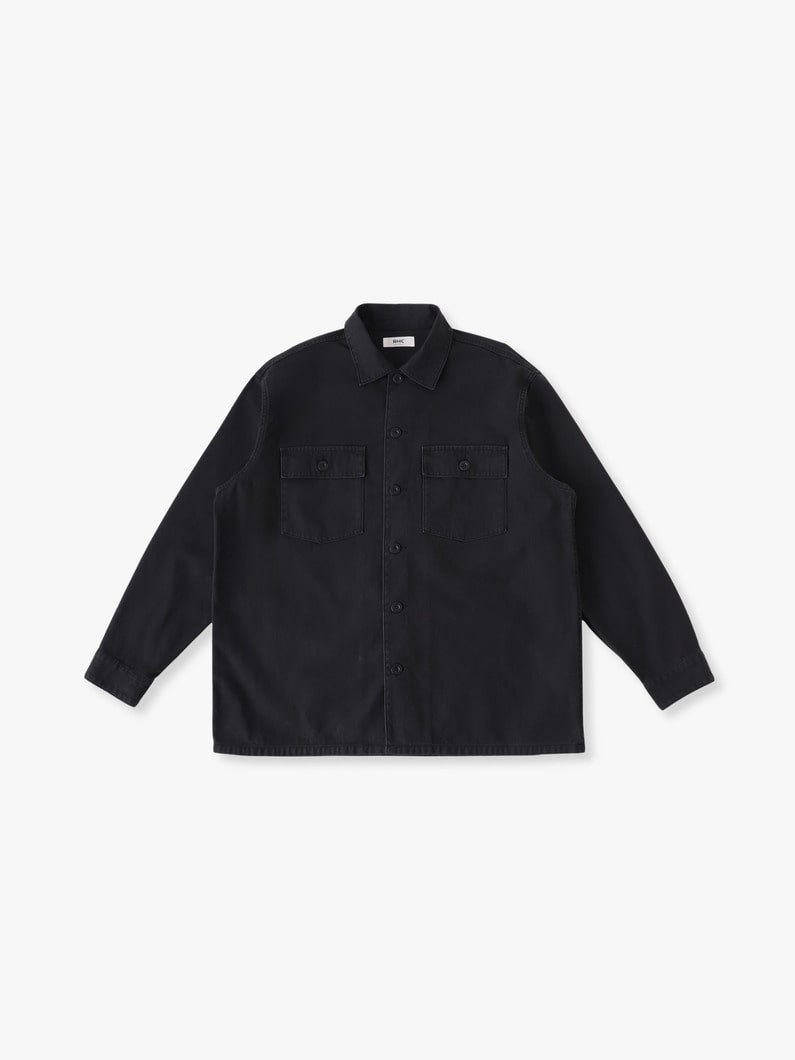 バックサテン ユーティリティ シャツ 詳細画像 black