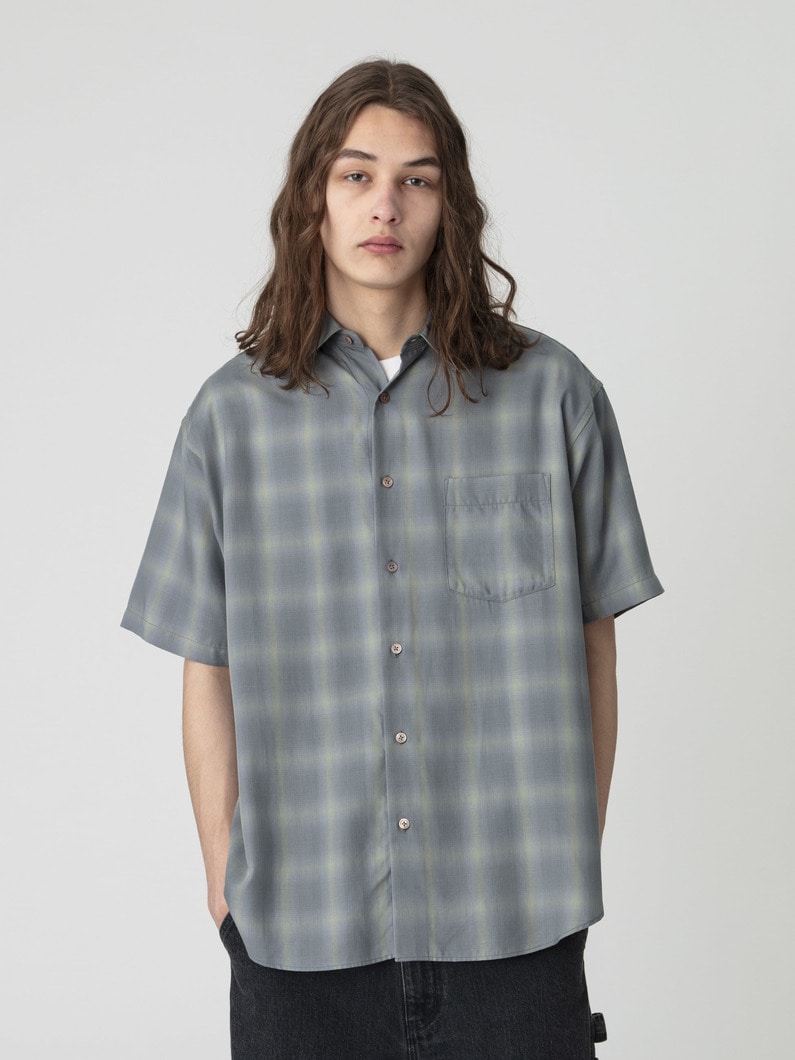 テンセル オンブレチェック ショートスリーブシャツ 詳細画像 blue 2