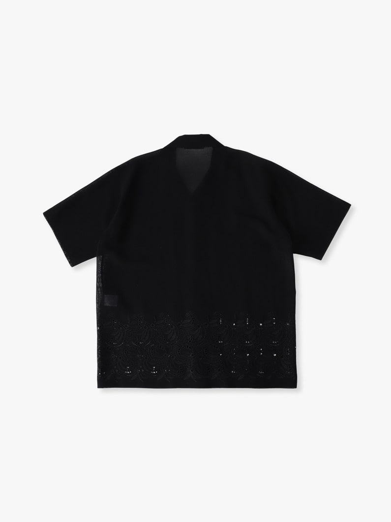 ウールオーガンジー エンブロイダリー ショートスリーブシャツ 詳細画像 black 1