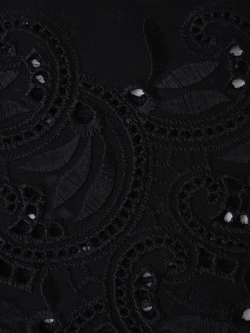 ウールオーガンジー エンブロイダリー ショートスリーブシャツ 詳細画像 black 3