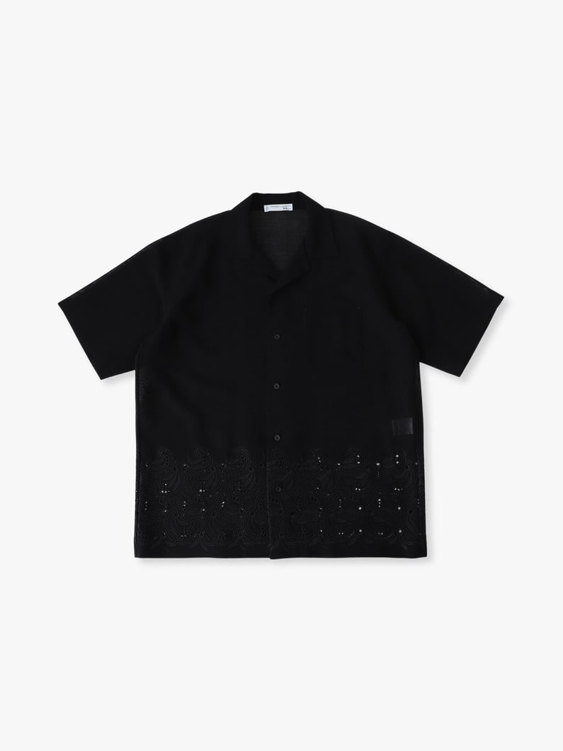 ウールオーガンジー エンブロイダリー ショートスリーブシャツ 詳細画像 black 3